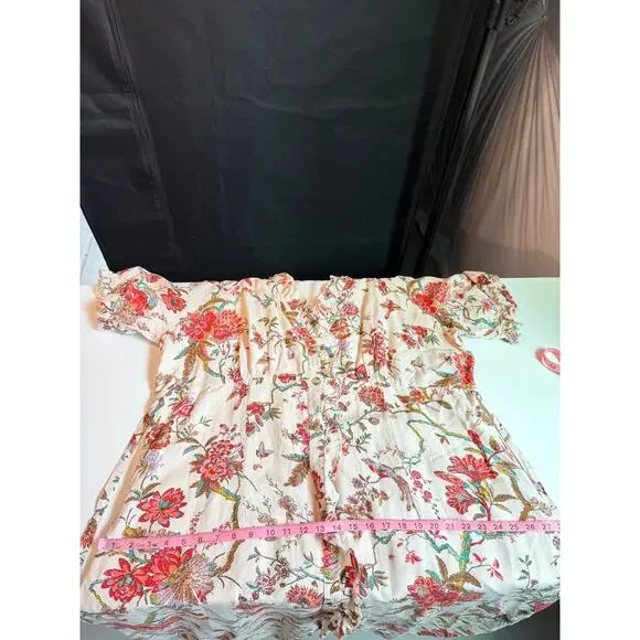 Pilcro Ruffle Collar Button down Dress Floral Plus Size 22W Linen - Picture 14 of 16